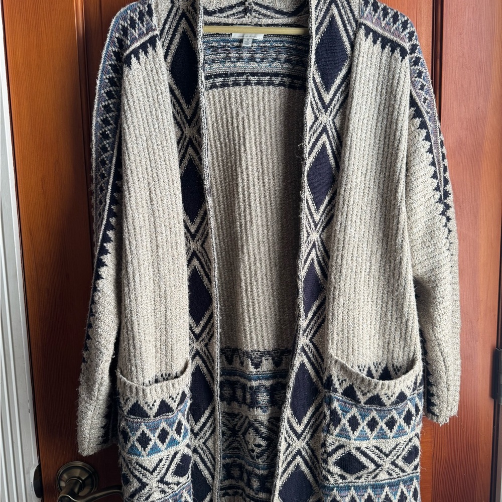 Lucky Brand Cream and Navy Cardigan